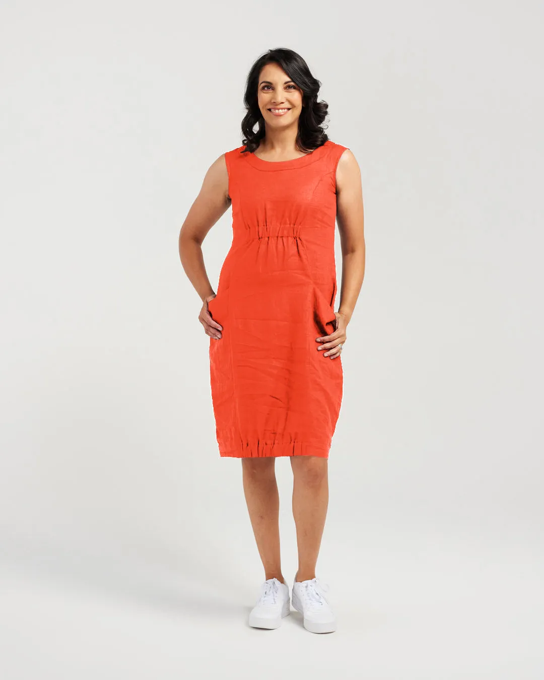 Two Pocket Elastic High Waist Dress