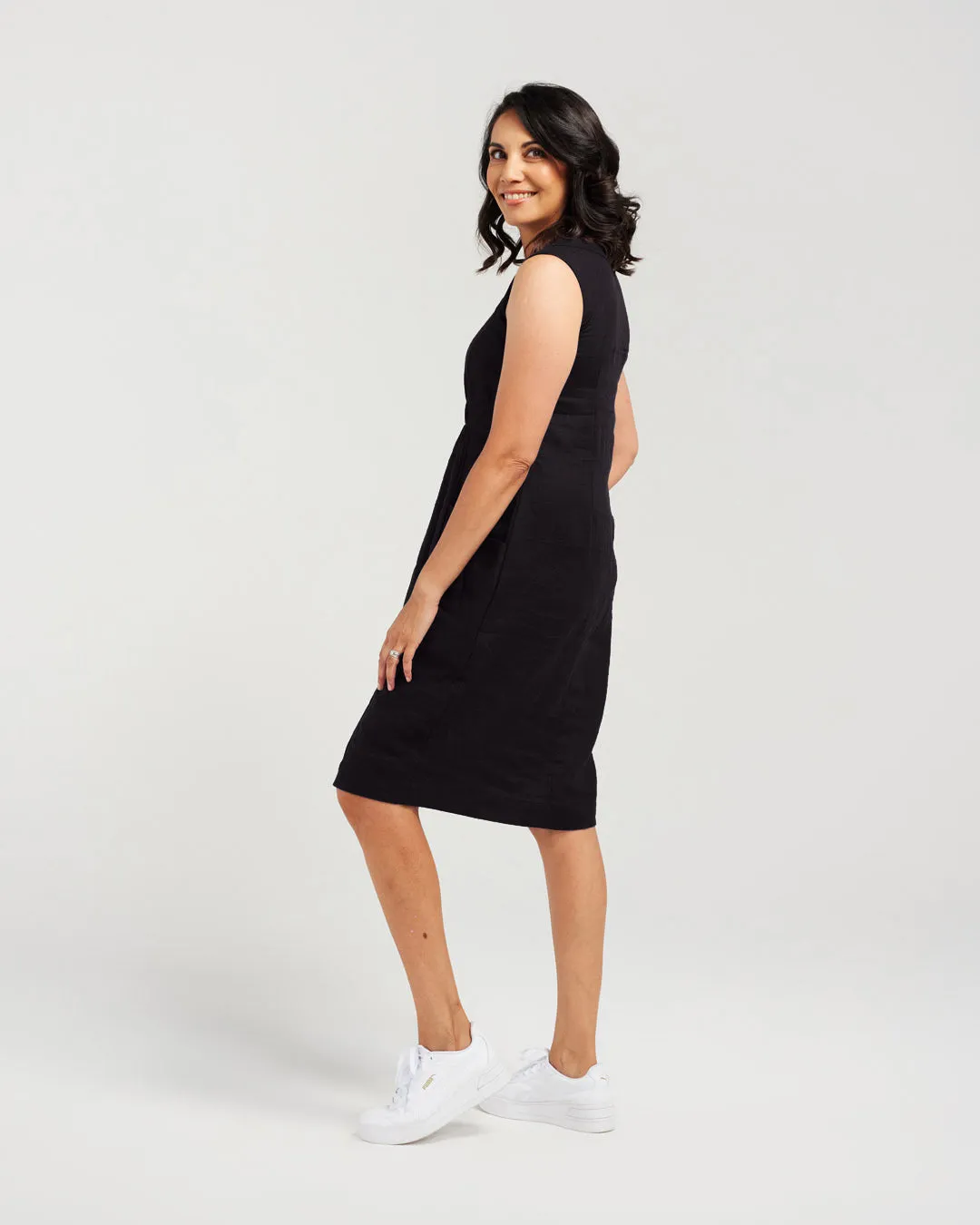 Two Pocket Elastic High Waist Dress