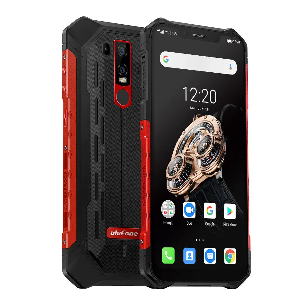 Ulefone Armor 6S Waterproof IP68 NFC Rugged Mobile Phone Helio P70 Otca-core Android 9.0 6GB 128GB wireless charge Smartphone red