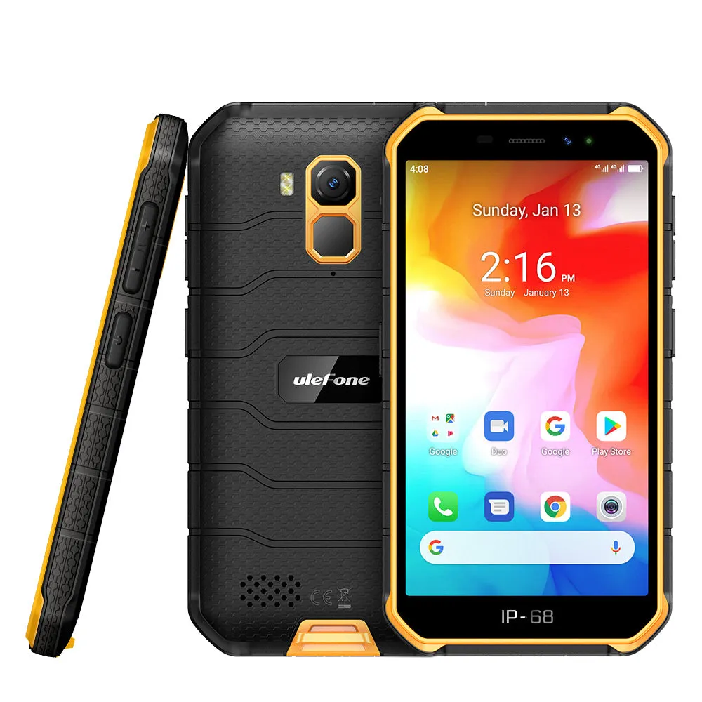 Ulefone Armor X7 5.0-inch Android10 Rugged Smartphone 2GB 16GB ip68 Quad-core Cell Phone NFC 4G LTE Mobile Phone yellow