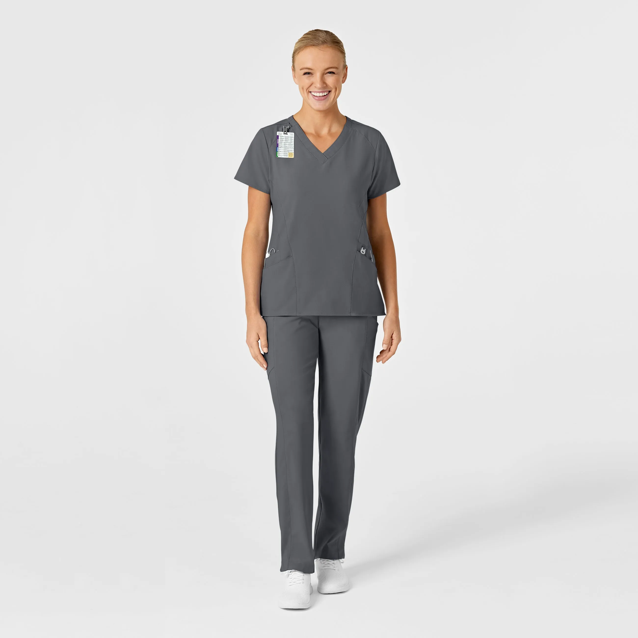 UMSL W123 Women's Stylized V-Neck Scrub Top With Logo