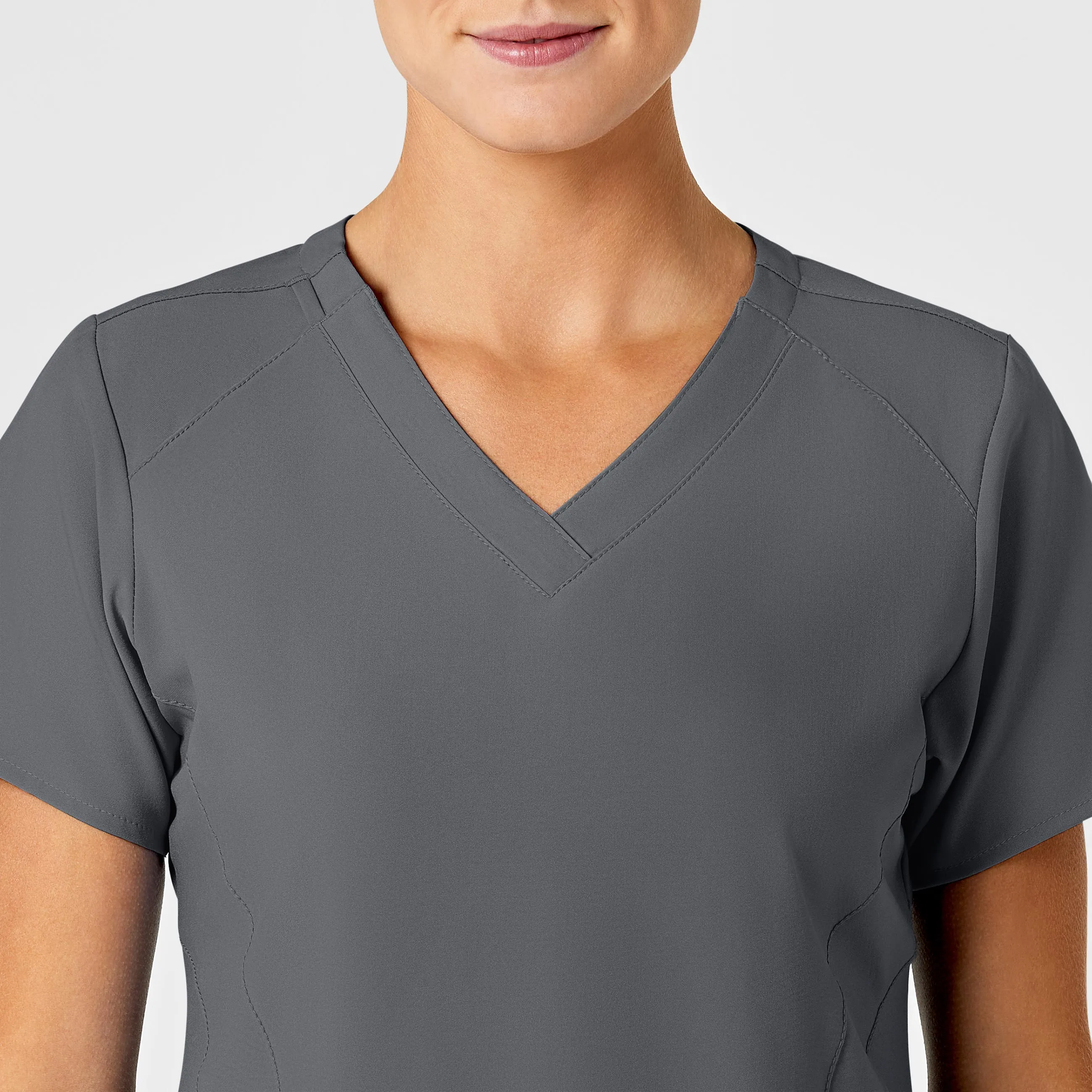 UMSL W123 Women's Stylized V-Neck Scrub Top With Logo