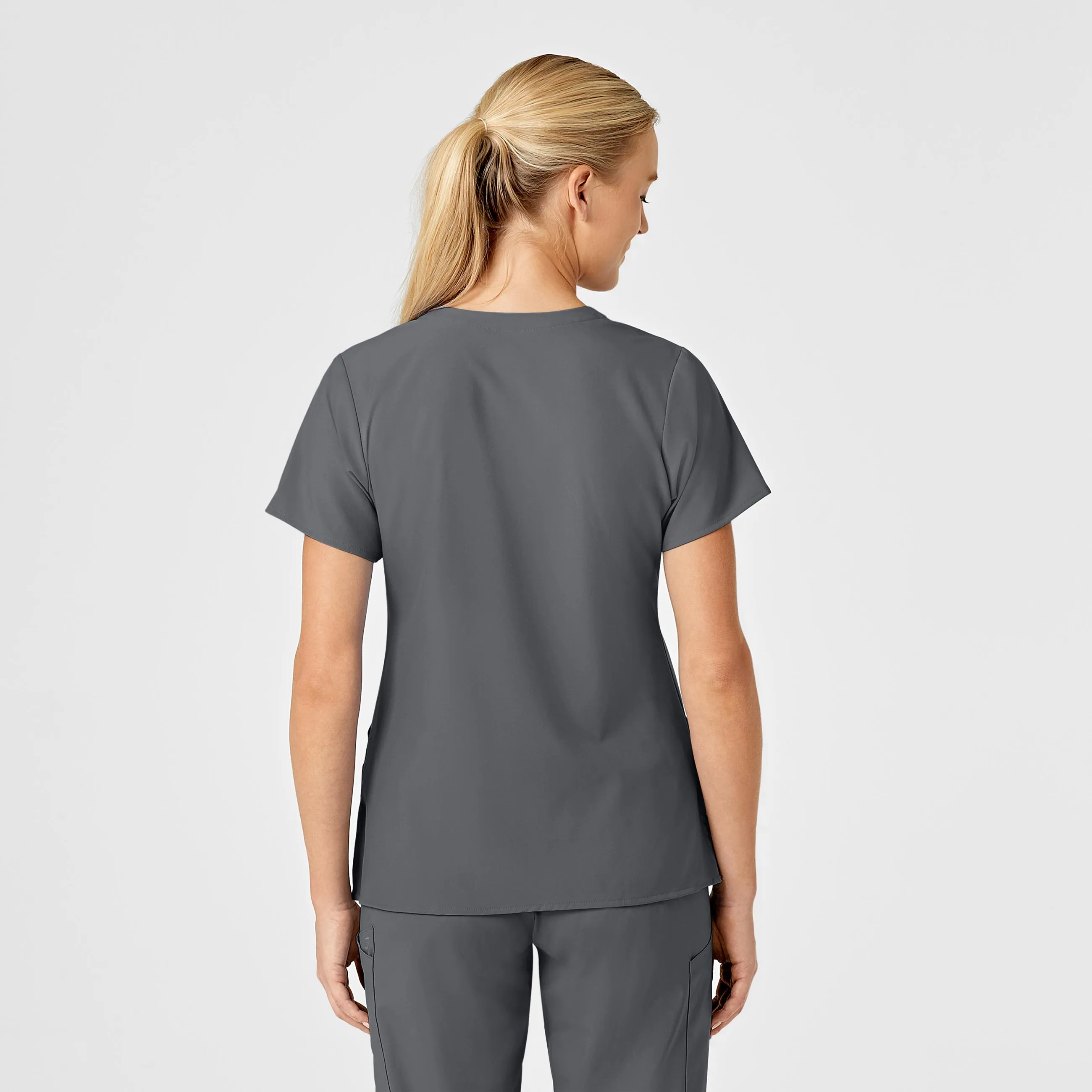 UMSL W123 Women's Stylized V-Neck Scrub Top With Logo