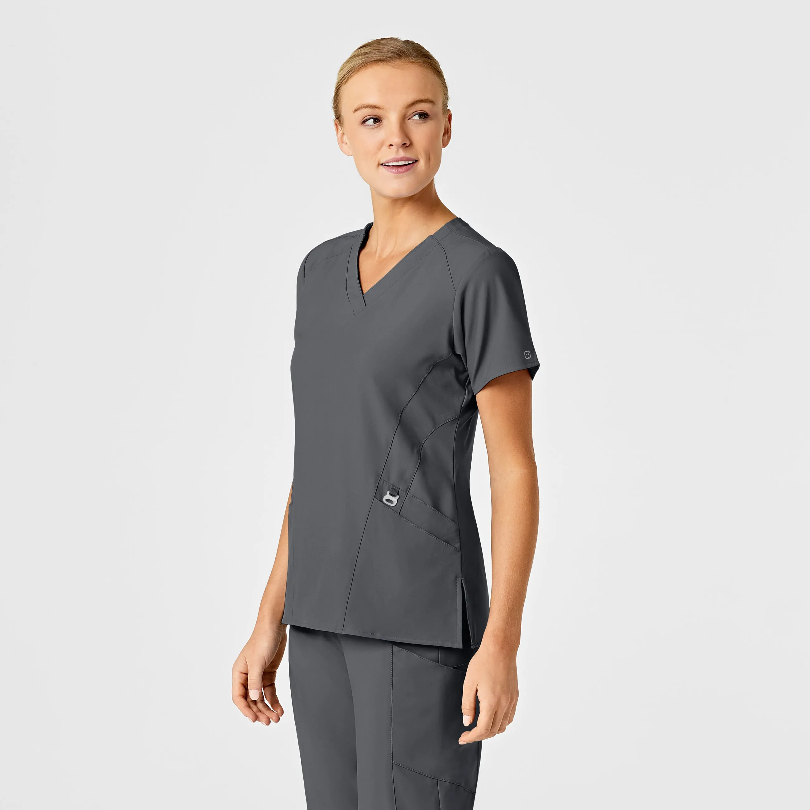 UMSL W123 Women's Stylized V-Neck Scrub Top With Logo