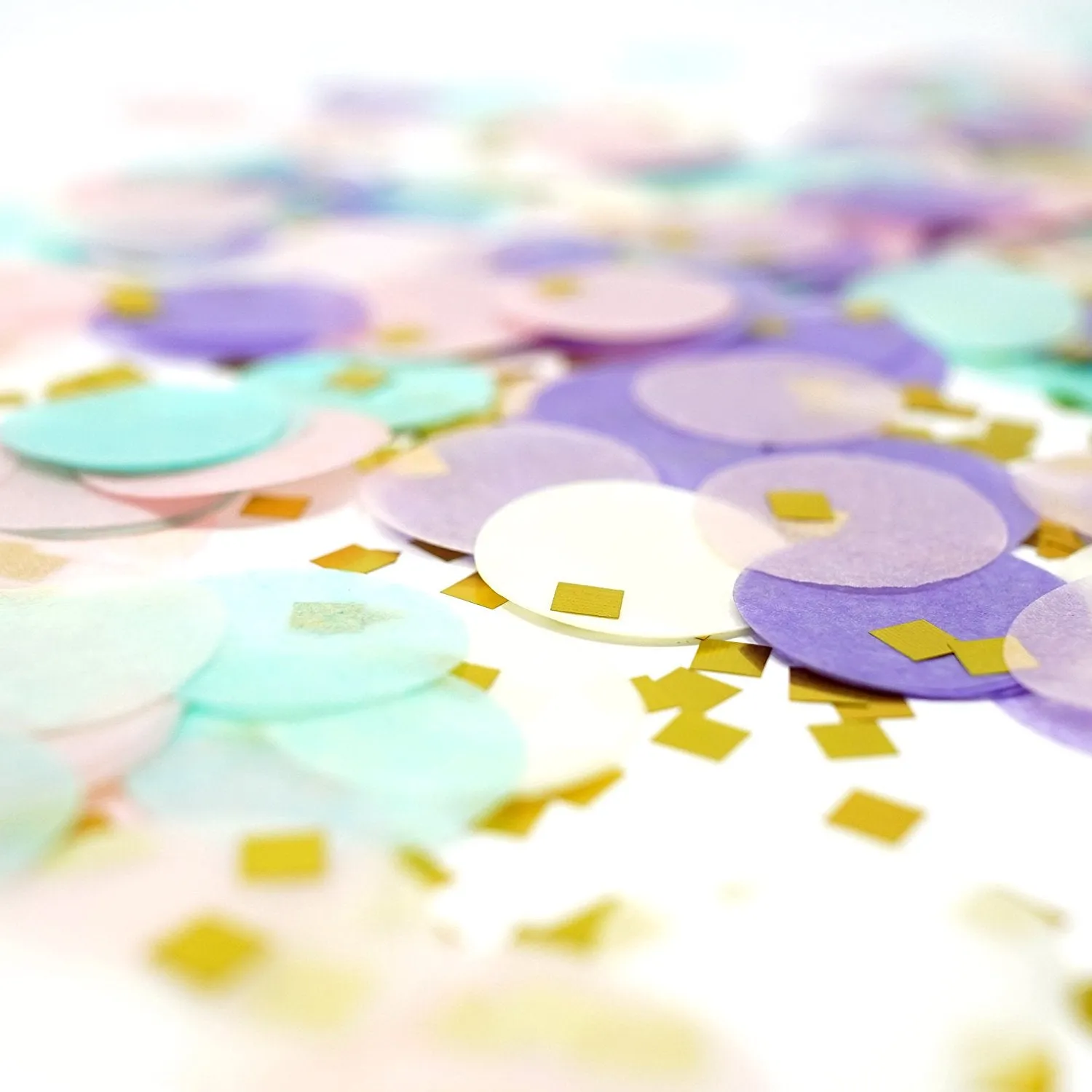 Unicorn Pastel and Gold Confetti Paper Circle Confetti And Gold Shreds Decoration