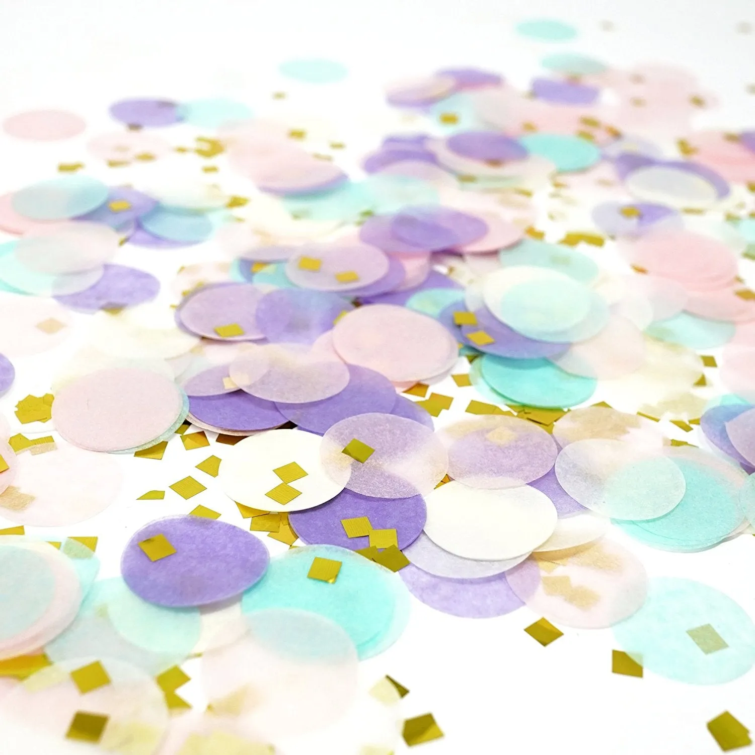 Unicorn Pastel and Gold Confetti Paper Circle Confetti And Gold Shreds Decoration