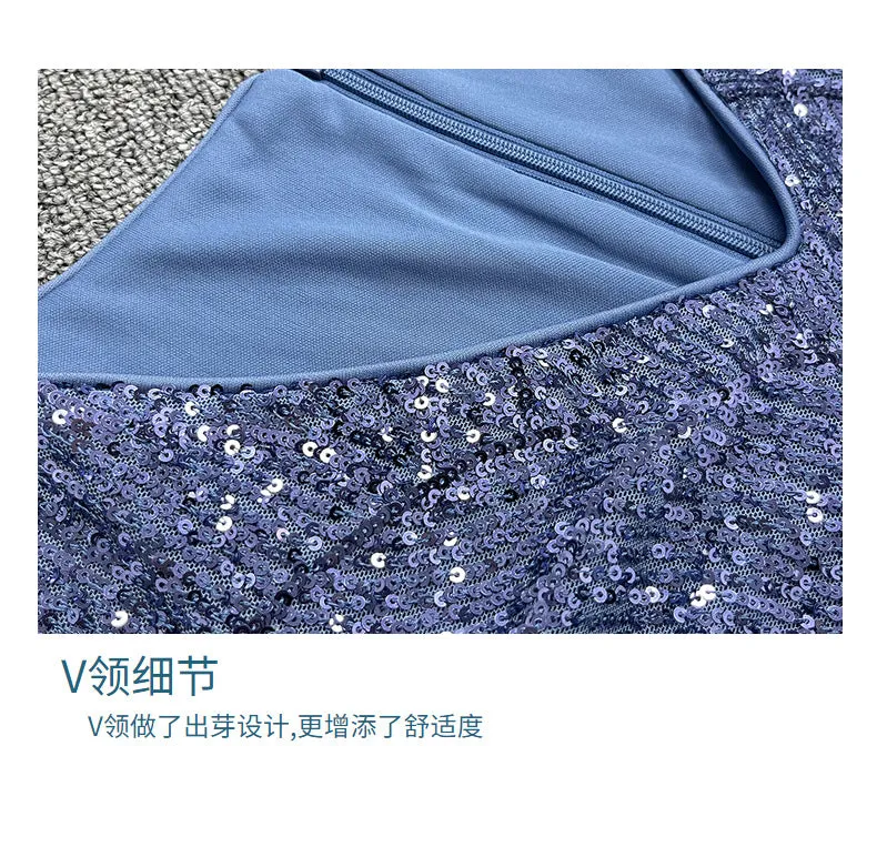 V-Neck Short Sleeve Sequined Tulle A-Line Elegant Prom Evening Dress
