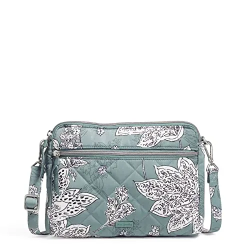 Vera Bradley Women's Performance Twill Triple Compartment Crossbody Purse, Tiger Lily Blue Oar, One Size