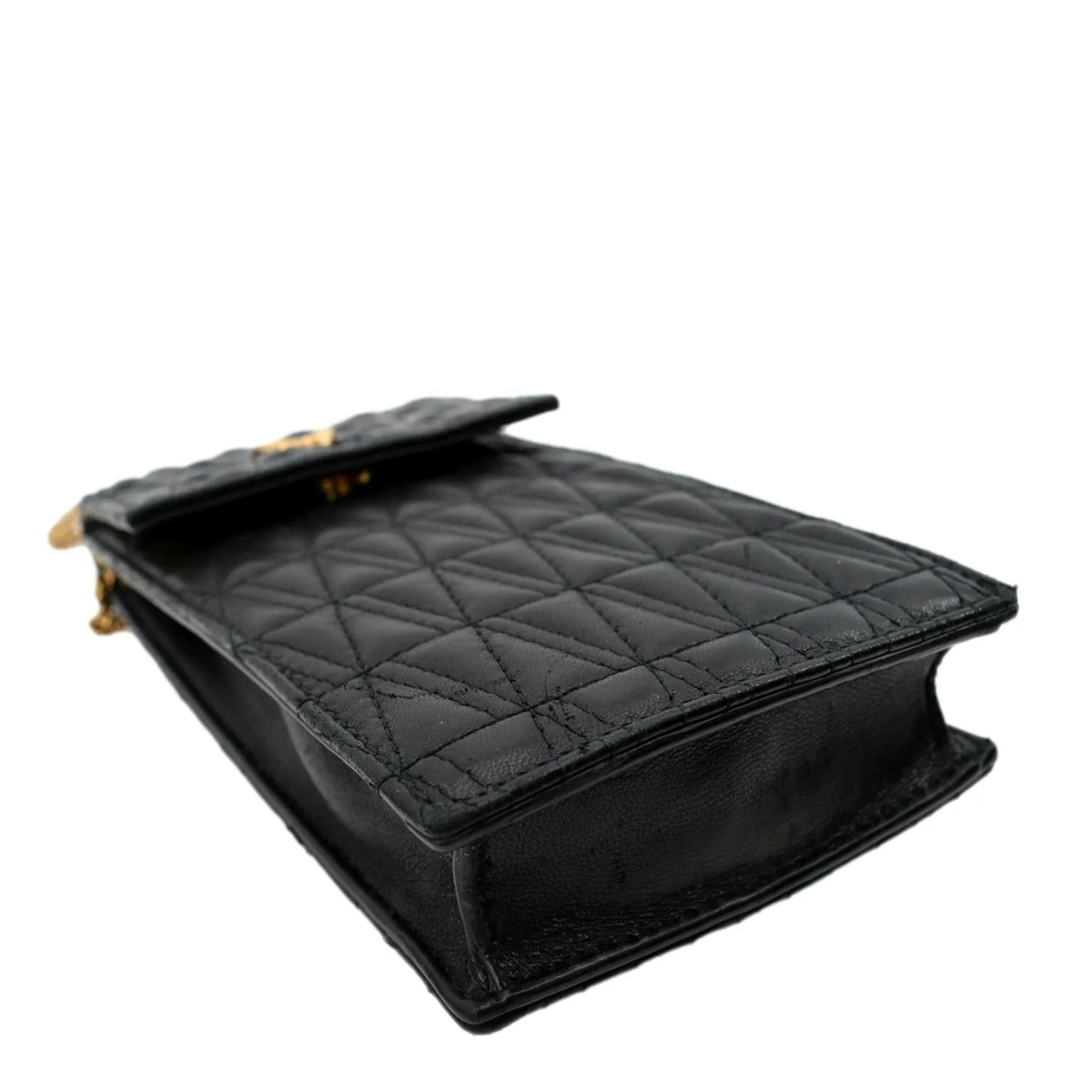 VERSACE Virtus Leather Crossbody Phone Pouch Black
