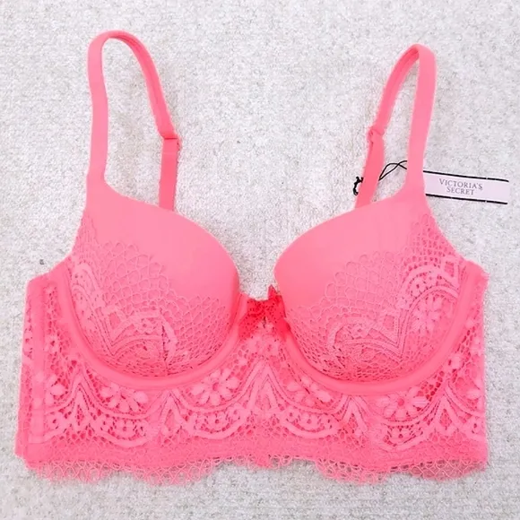 Victoria's Secret Lined Demi Bra 32C Longline Convertible Body By Victoria