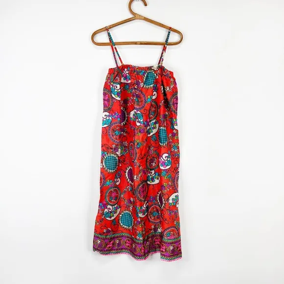 Vintage 70s 80s convertible midi dress or maxi skirt boho hippie OS