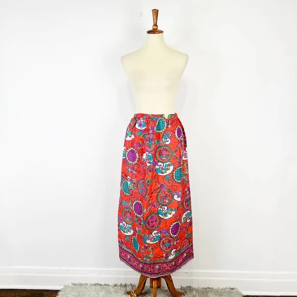 Vintage 70s 80s convertible midi dress or maxi skirt boho hippie OS