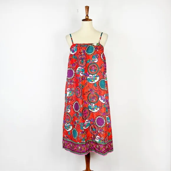 Vintage 70s 80s convertible midi dress or maxi skirt boho hippie OS