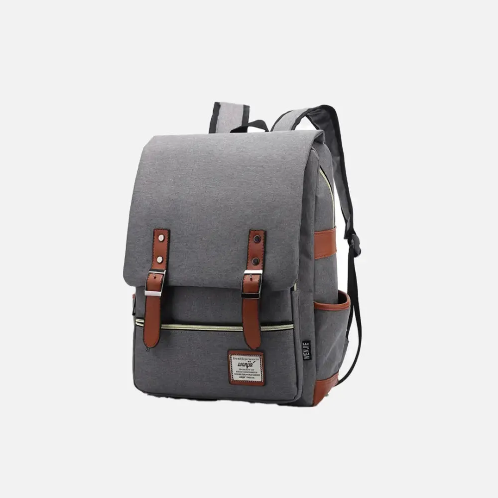 Vintage Unisex Waterproof Backpack with Large Capacity and Zip Pockets
