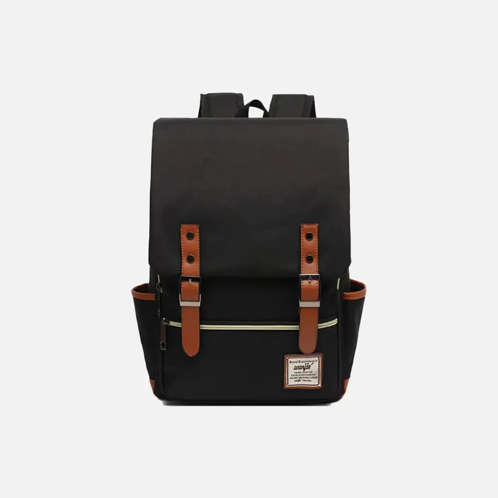 Vintage Unisex Waterproof Backpack with Large Capacity and Zip Pockets