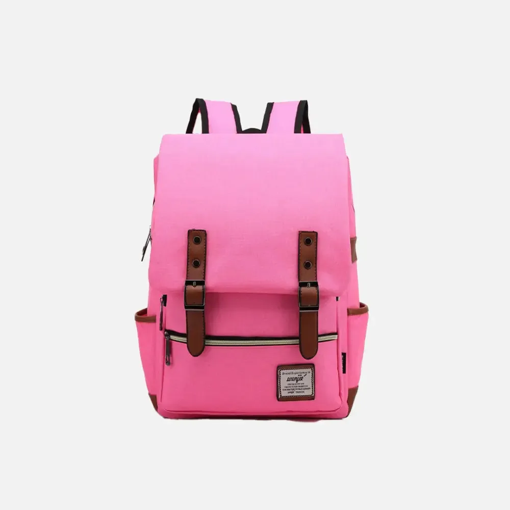 Vintage Unisex Waterproof Backpack with Large Capacity and Zip Pockets
