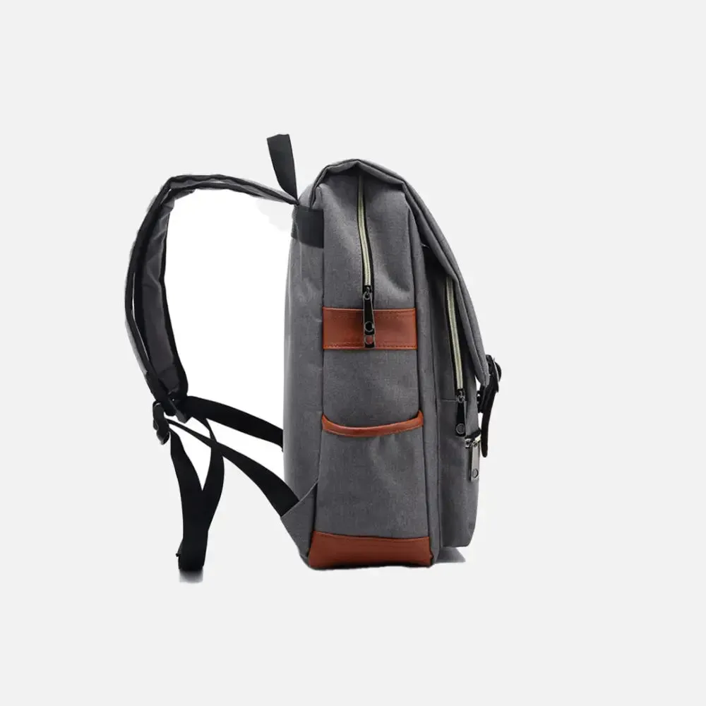 Vintage Unisex Waterproof Backpack with Large Capacity and Zip Pockets
