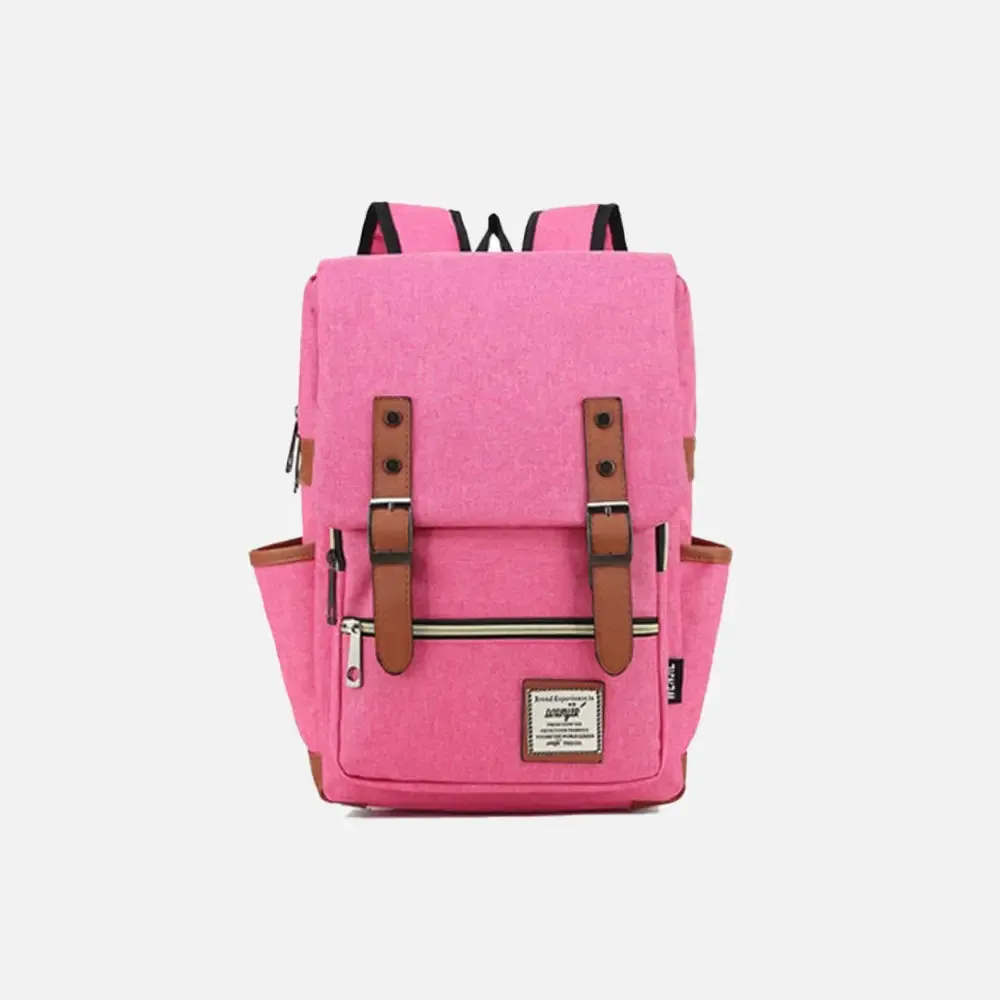 Vintage Unisex Waterproof Backpack with Large Capacity and Zip Pockets