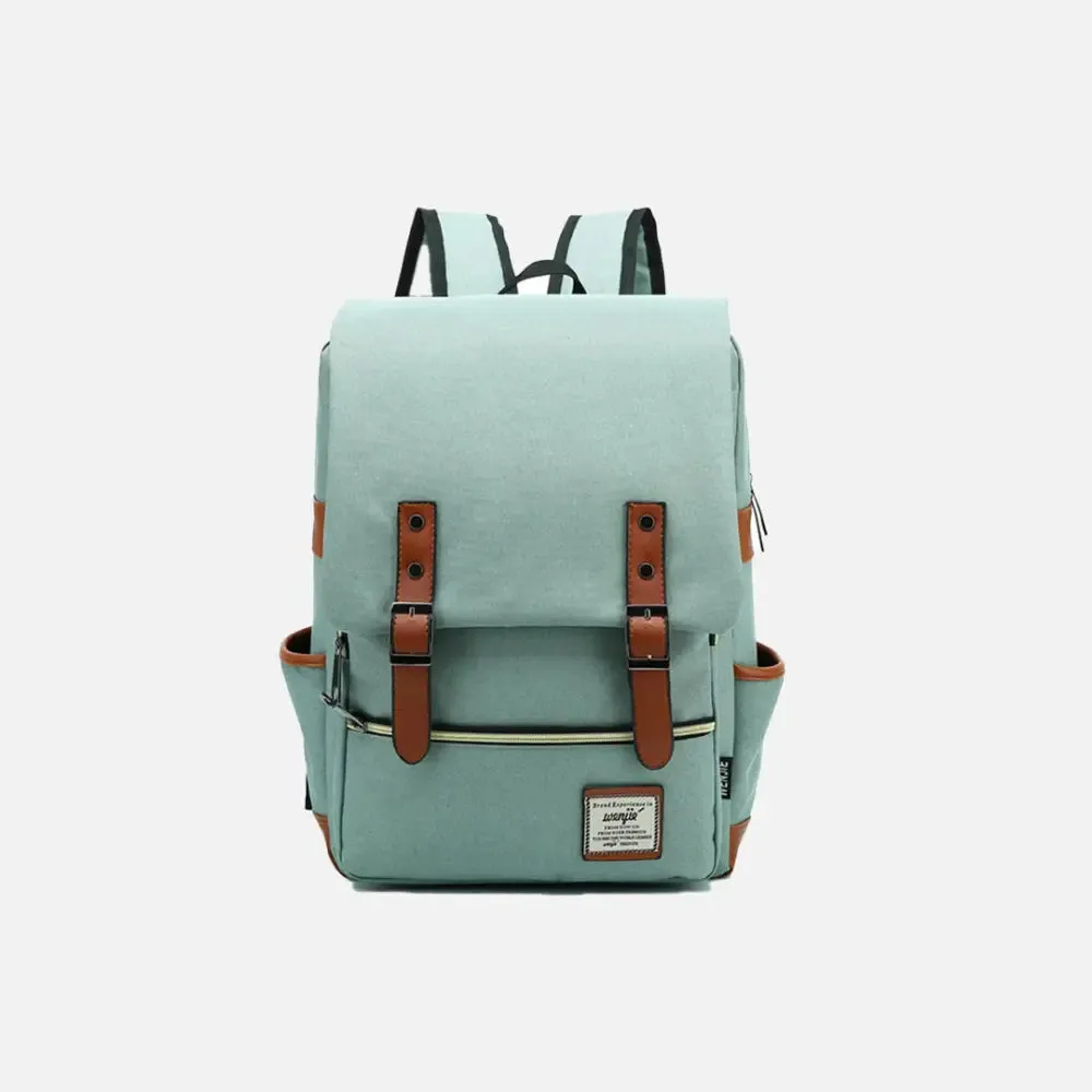 Vintage Unisex Waterproof Backpack with Large Capacity and Zip Pockets