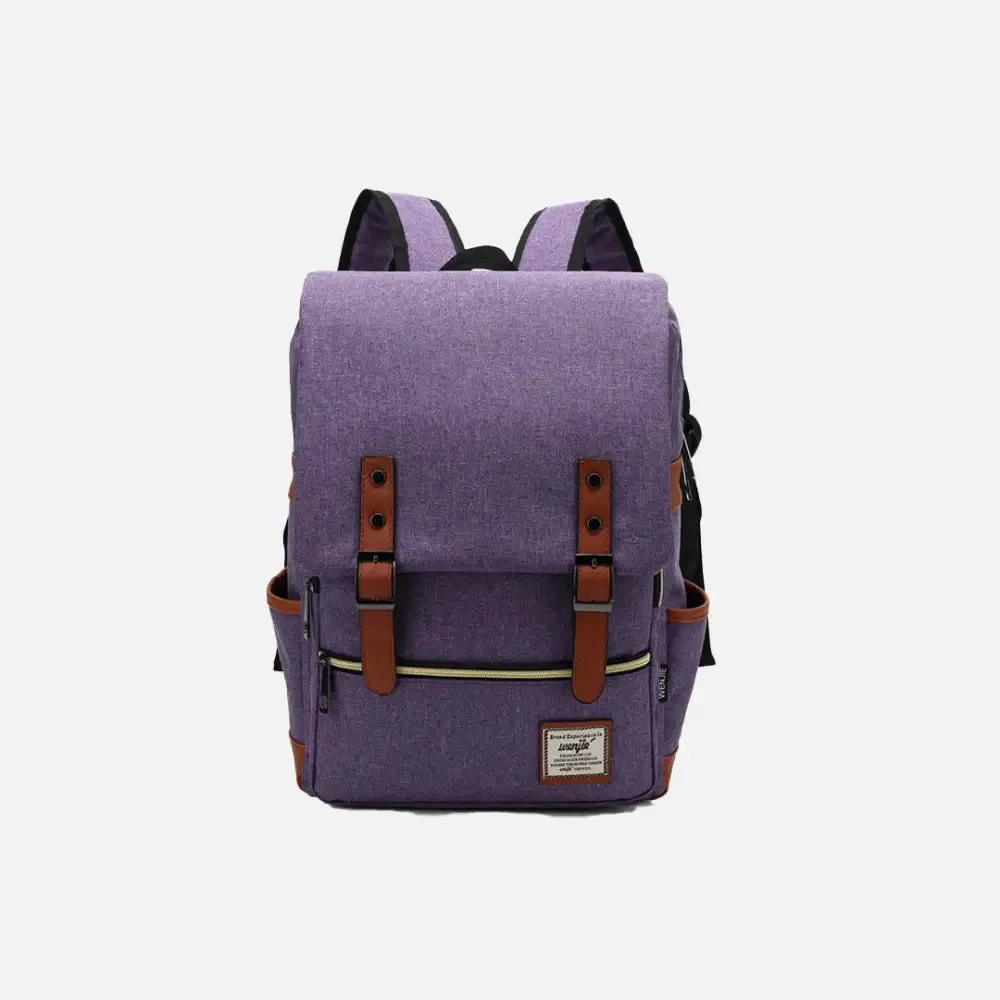 Vintage Unisex Waterproof Backpack with Large Capacity and Zip Pockets