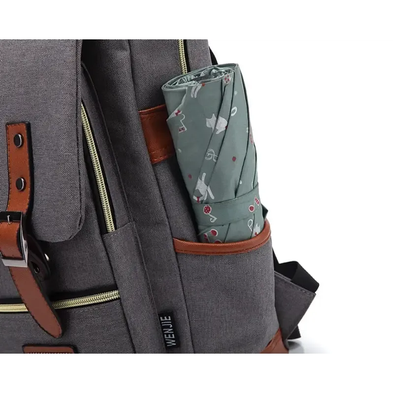 Vintage Unisex Waterproof Backpack with Large Capacity and Zip Pockets