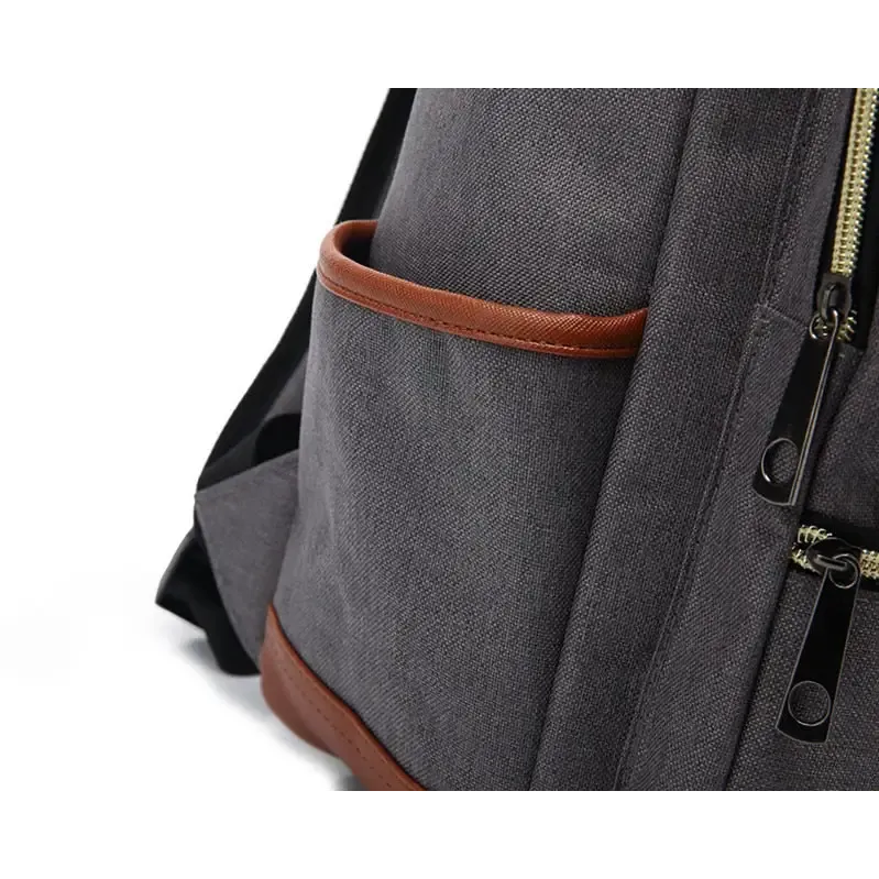 Vintage Unisex Waterproof Backpack with Large Capacity and Zip Pockets
