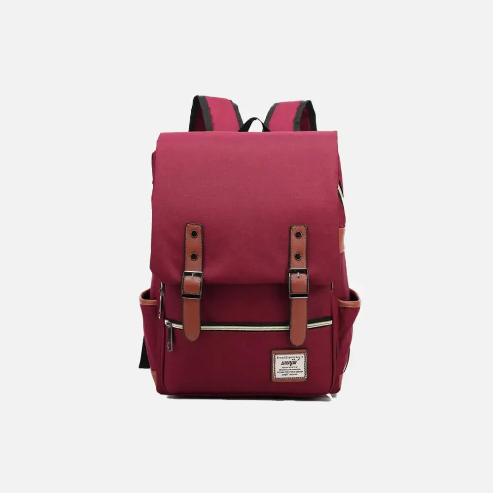 Vintage Unisex Waterproof Backpack with Large Capacity and Zip Pockets