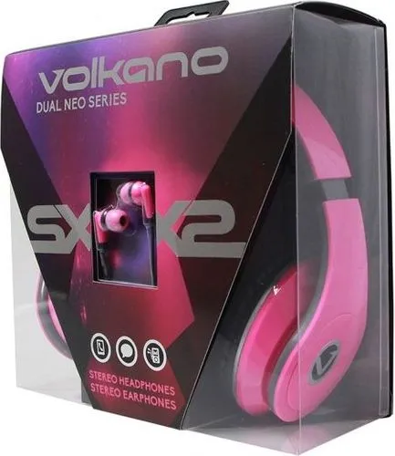 Volkano Dual Neo Series Headphone and Earphone Combo Neon VB-VC404-