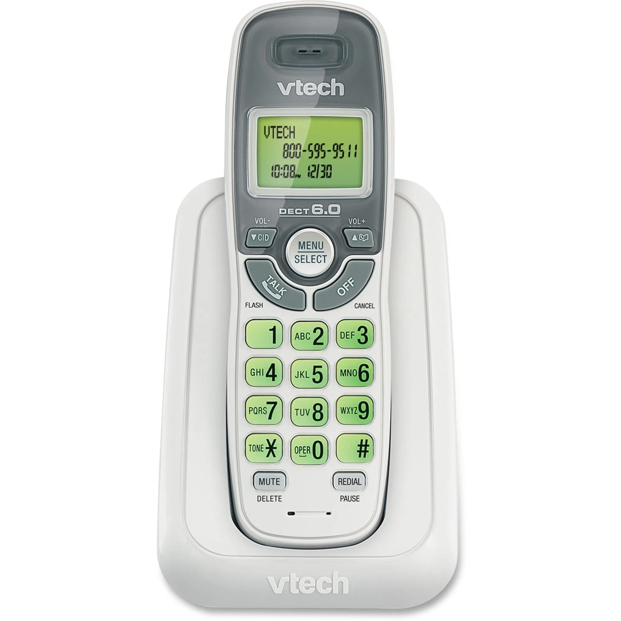 VTech CS6114 DECT 6.0 Cordless Phone with Caller ID/Call Waiting, White with 1 Handset