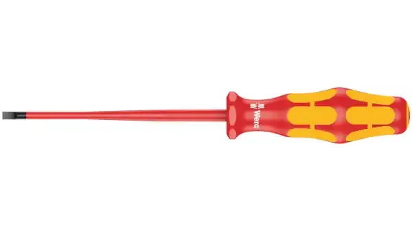 Wera Slotted Insulated Screwdriver, 3.5 mm Tip, 100 mm Blade, VDE/1000V, 181 mm Overall