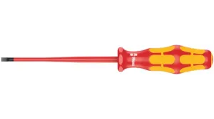 Wera Slotted Insulated Screwdriver, 3.5 mm Tip, 100 mm Blade, VDE/1000V, 181 mm Overall