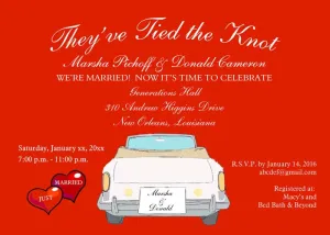 WHIMSICAL GET AWAY CAR CUSTOM INVITATION