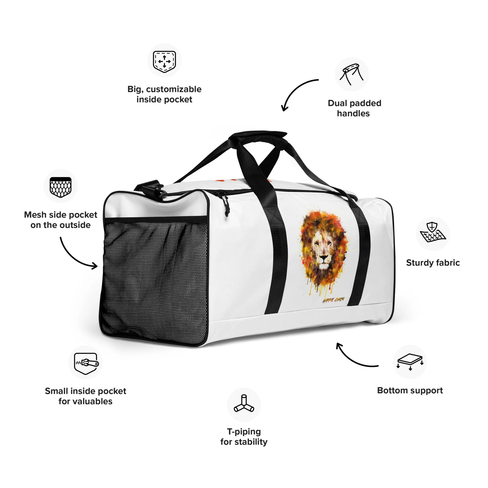 White Duffle Bag - OG Hippie Chick