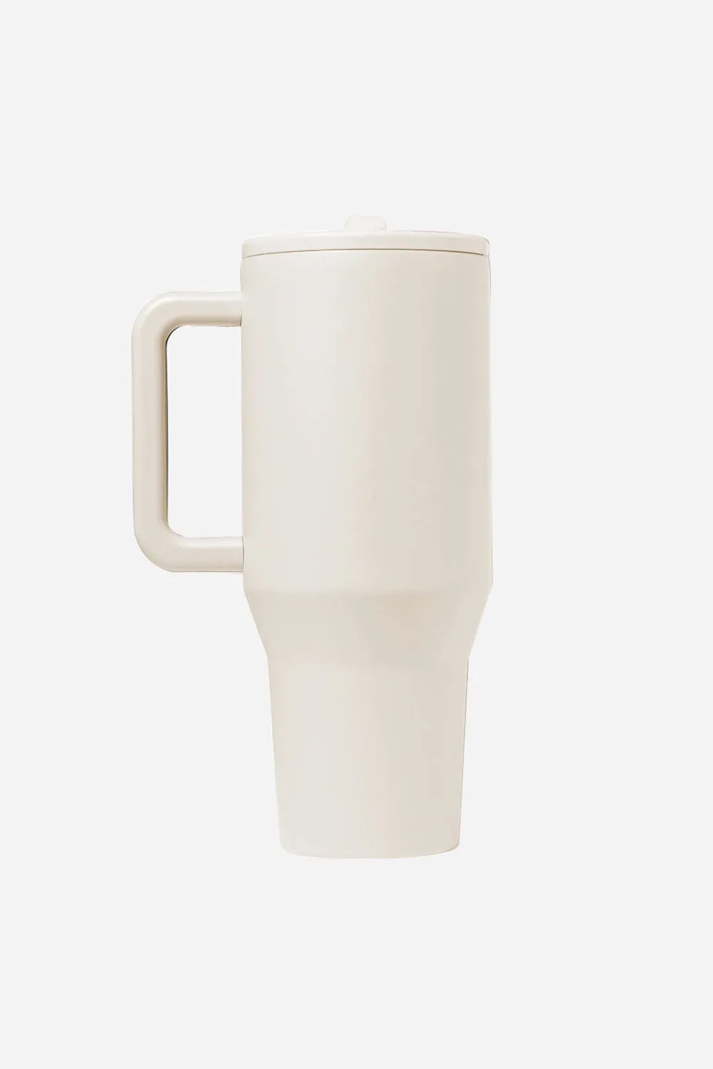 White Frosted Stainless Handle Large Vacuum Cup with Straw 40oz