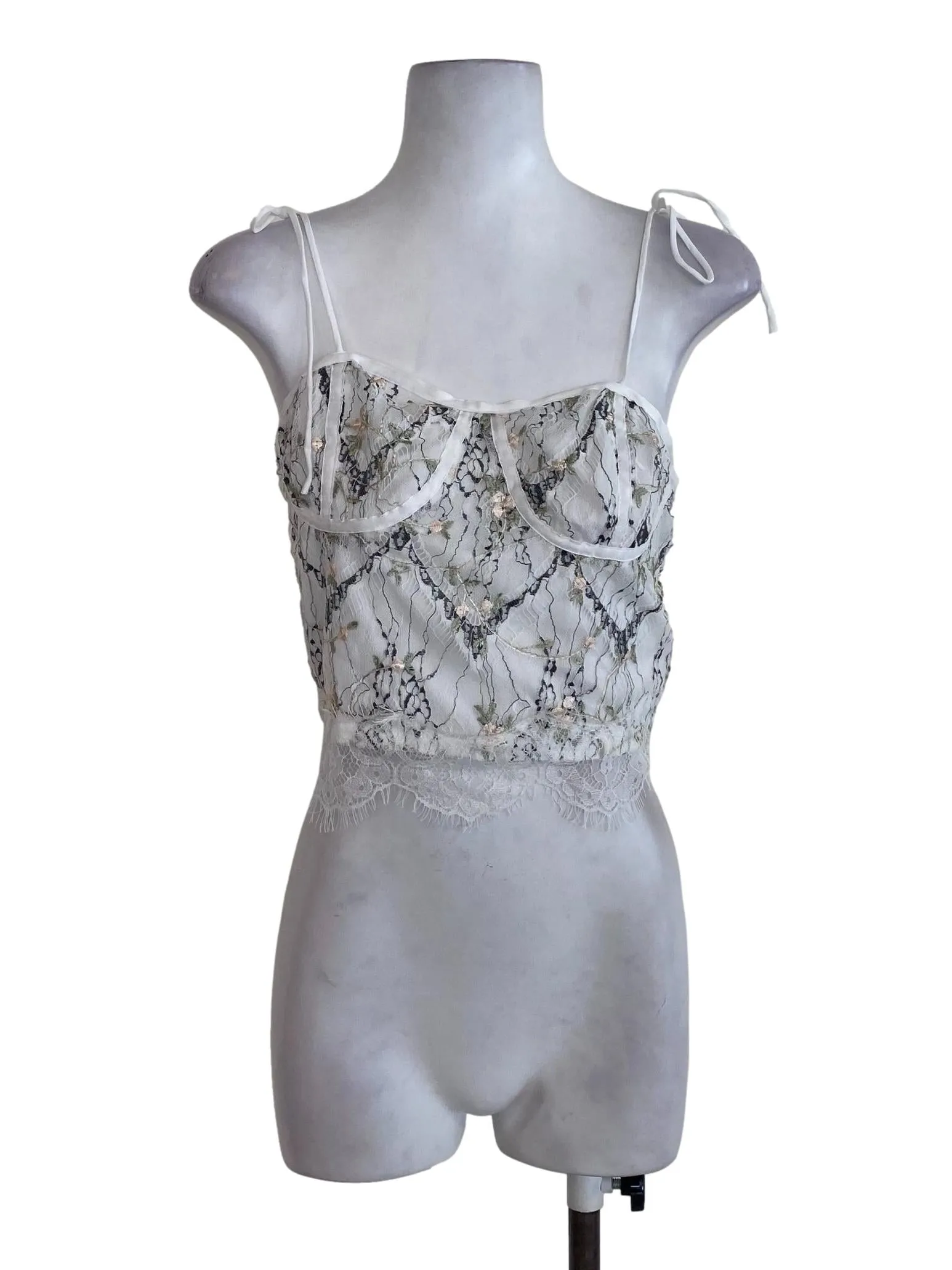 White Laced Crop Top