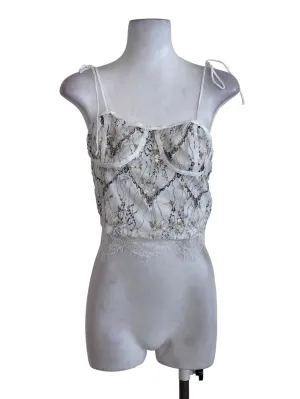 White Laced Crop Top