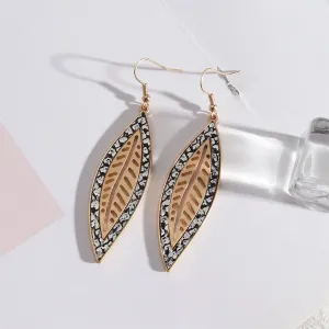 White Polyurethane & 18K Gold-Plated Snakeskin-Embossed Leaf Drop Earrings