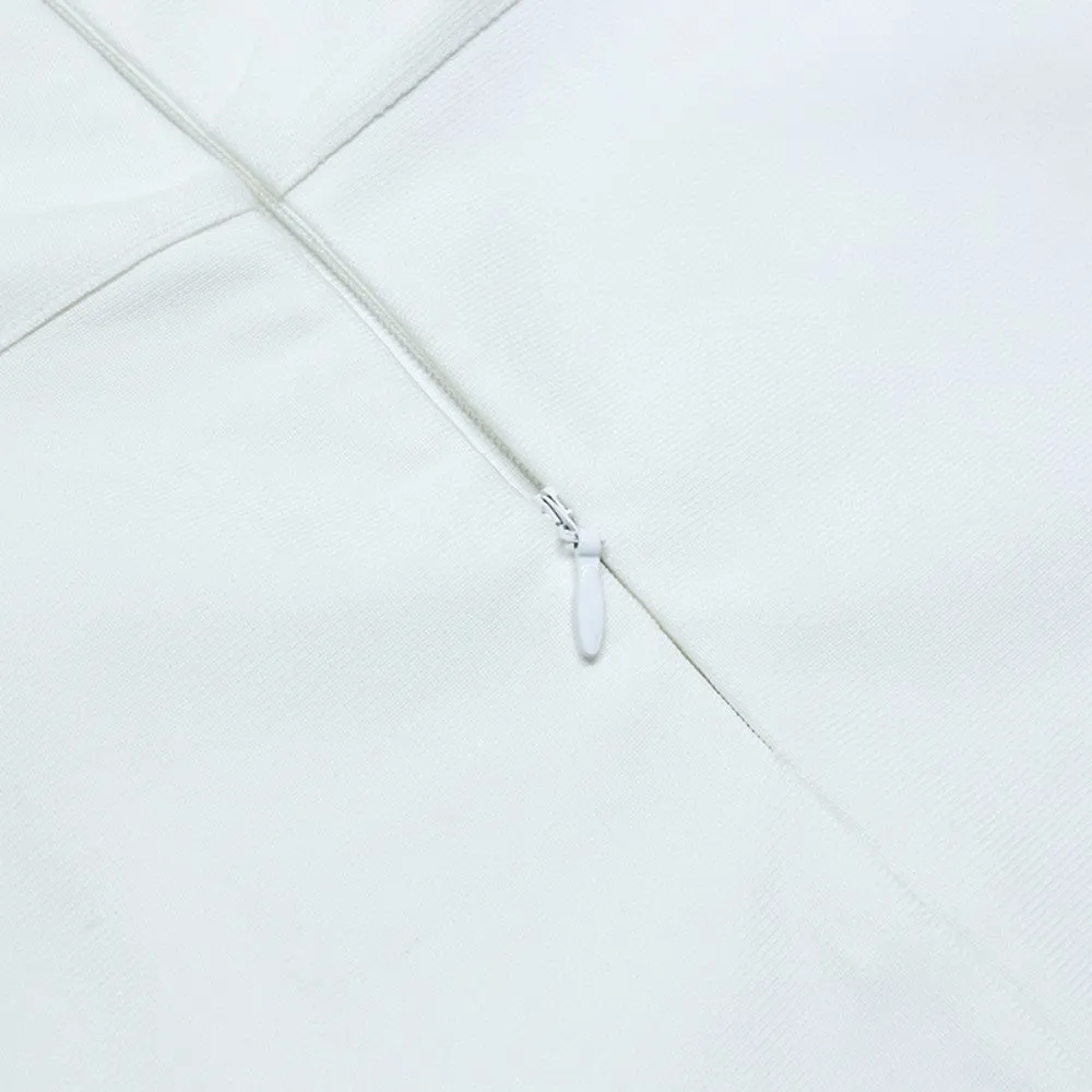White Strappy Short Sleeve Midi Asymmetrical Bandage Dress PZL2995