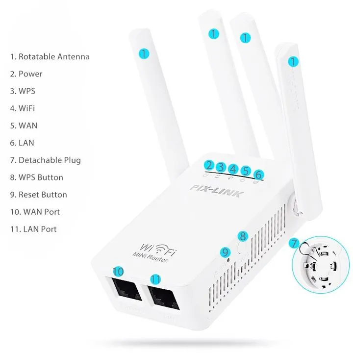 Wifi Repeater Wireless Router Extender Signal Booster with Antenna