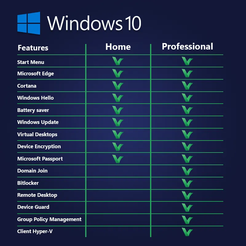 Windows 10 Professional Transferable - Digital Licence