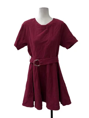 Wine Red Belted Dress