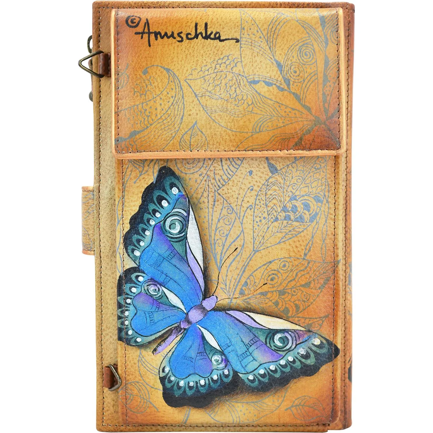 Women's Anuschka Large Smartphone Case And Wallet Earth Song Leather