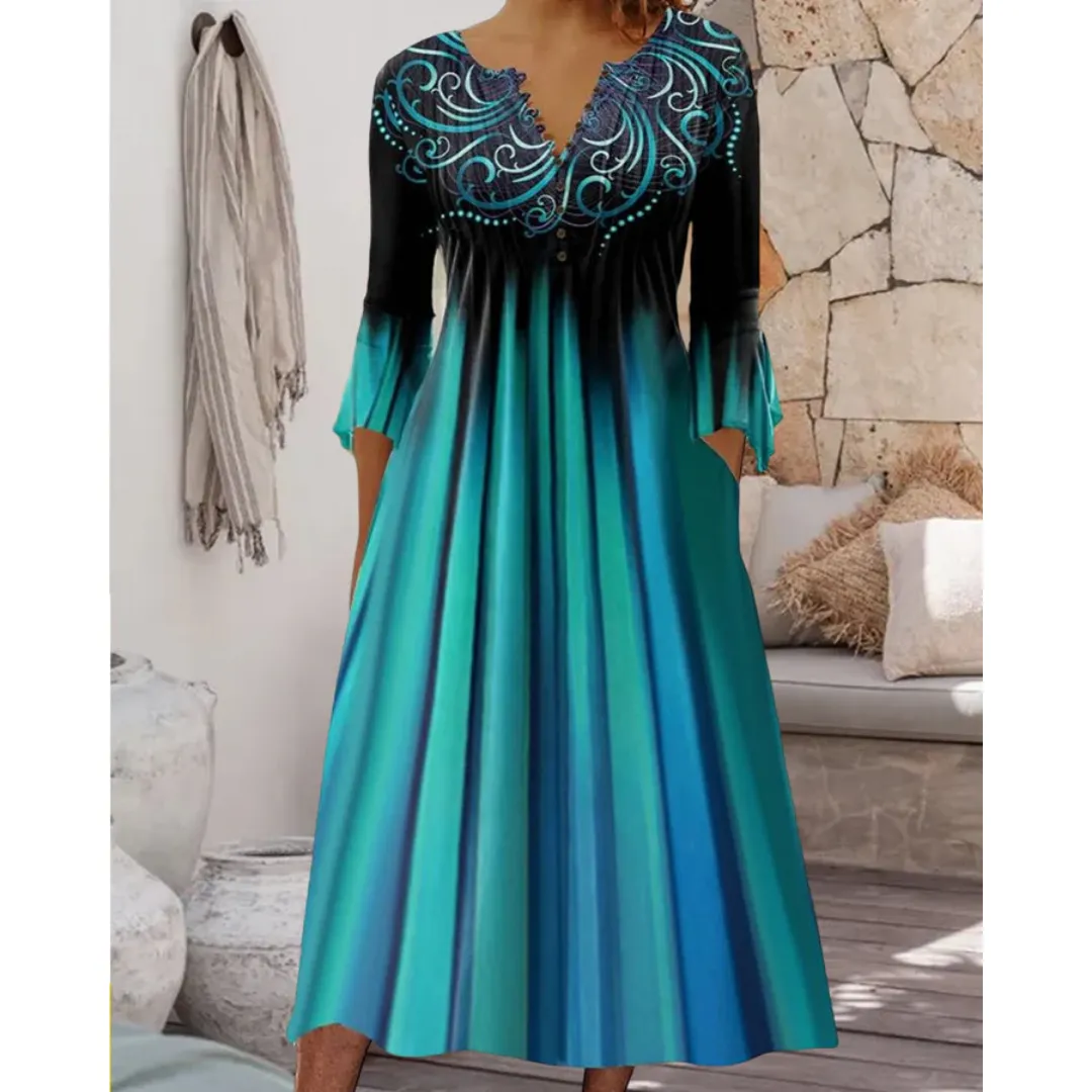 Women's Evening Vintage 3 4 Sleeve Dress | Midi