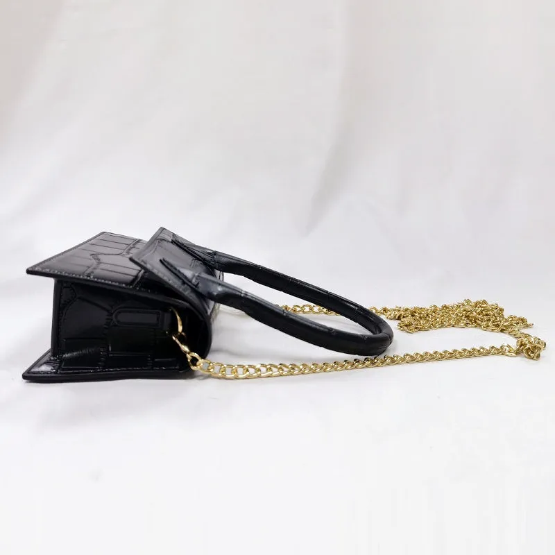 Womens Stone Pattern Mini Messenger Crossbody Chain Bag