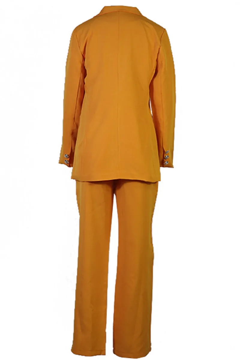 Work Elegant Solid Patchwork Turn-back Collar Long Sleeve Two Pieces