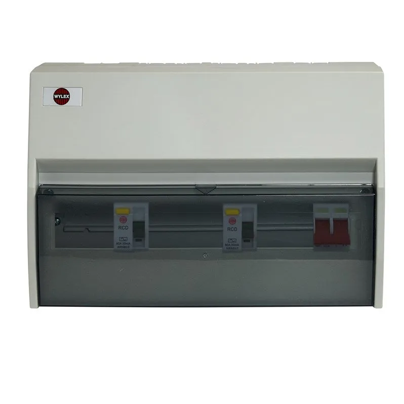 Wylex NHRS10SSLHI 15 Way Insulated High Integrity   100A Main Switch, 2x80A 30mA Type AC RCD